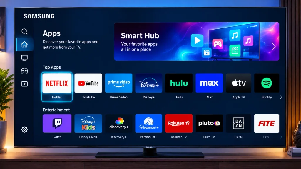 Apps section in Samsung Smart Hub on the TV home screen
