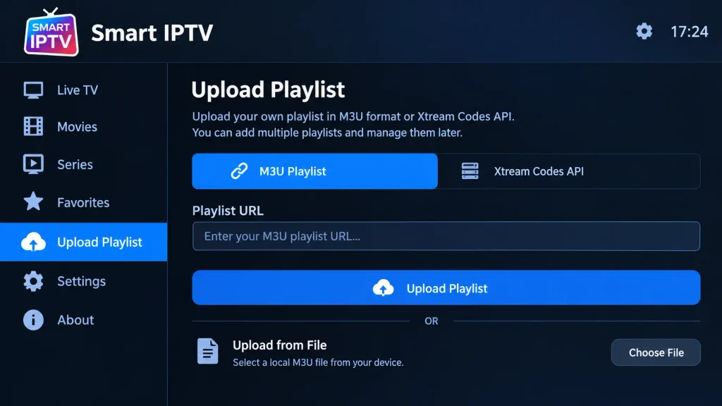 Smart IPTV website form for entering a MAC address and M3U URL